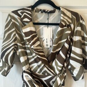 NWT Zara Zebra Belted Wrap Dress - size M